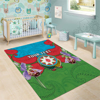 Personalized Azerbaijan Area Rug Khari Bulbul Buta Pattern Emblem Flame