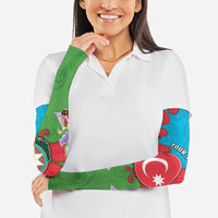 Personalized Azerbaijan Arm Sleeves Khari Bulbul Buta Pattern Emblem Flame