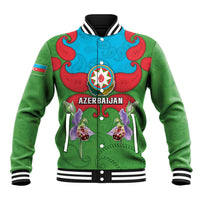 Personalized Azerbaijan Baseball Jacket Khari Bulbul Buta Pattern Emblem Flame