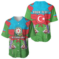 Personalized Azerbaijan Baseball Jersey Khari Bulbul Buta Pattern Emblem Flame