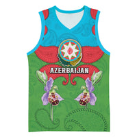 Personalized Azerbaijan Basketball Jersey Khari Bulbul Buta Pattern Emblem Flame