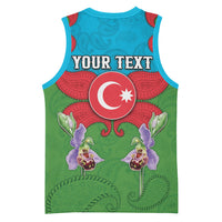Personalized Azerbaijan Basketball Jersey Khari Bulbul Buta Pattern Emblem Flame