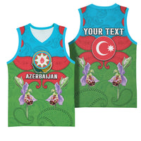 Personalized Azerbaijan Basketball Jersey Khari Bulbul Buta Pattern Emblem Flame