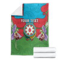 Personalized Azerbaijan Blanket Khari Bulbul Buta Pattern Emblem Flame