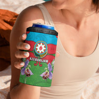 Personalized Azerbaijan 4 in 1 Can Cooler Tumbler Khari Bulbul Buta Pattern Emblem Flame