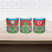 Personalized Azerbaijan Ceramic Mug Khari Bulbul Buta Pattern Emblem Flame