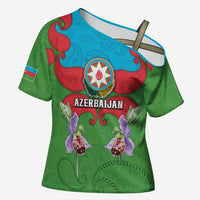 Personalized Azerbaijan Cross Shoulder Shirt Khari Bulbul Buta Pattern Emblem Flame