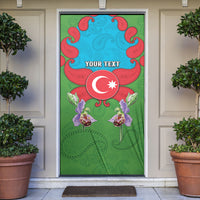 Personalized Azerbaijan Door Cover Khari Bulbul Buta Pattern Emblem Flame