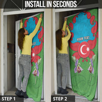 Personalized Azerbaijan Door Cover Khari Bulbul Buta Pattern Emblem Flame