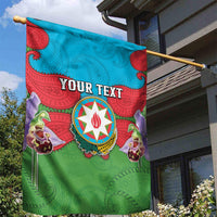 Personalized Azerbaijan Garden Flag Khari Bulbul Buta Pattern Emblem Flame