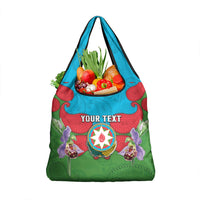 Personalized Azerbaijan Grocery Bag Khari Bulbul Buta Pattern Emblem Flame
