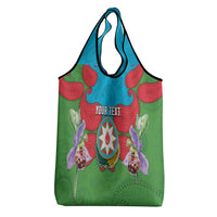 Personalized Azerbaijan Grocery Bag Khari Bulbul Buta Pattern Emblem Flame