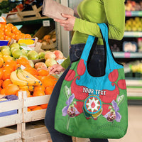 Personalized Azerbaijan Grocery Bag Khari Bulbul Buta Pattern Emblem Flame