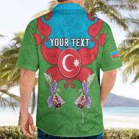 Personalized Azerbaijan Hawaiian Shirt Khari Bulbul Buta Pattern Emblem Flame