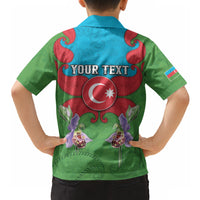 Personalized Azerbaijan Hawaiian Shirt Khari Bulbul Buta Pattern Emblem Flame