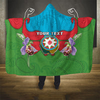 Personalized Azerbaijan Hooded Blanket Khari Bulbul Buta Pattern Emblem Flame