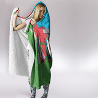 Personalized Azerbaijan Hooded Blanket Khari Bulbul Buta Pattern Emblem Flame