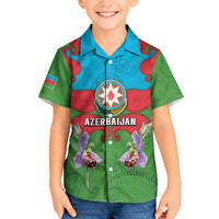 Personalized Azerbaijan Kid Hawaiian Shirt Khari Bulbul Buta Pattern Emblem Flame