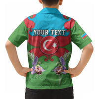 Personalized Azerbaijan Kid Hawaiian Shirt Khari Bulbul Buta Pattern Emblem Flame