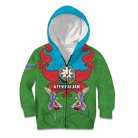 Personalized Azerbaijan Kid Hoodie Khari Bulbul Buta Pattern Emblem Flame