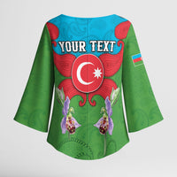 Personalized Azerbaijan Kimono Sleeve Blouse Khari Bulbul Buta Pattern Emblem Flame