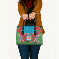 Personalized Azerbaijan Leather Bag Khari Bulbul Buta Pattern Emblem Flame