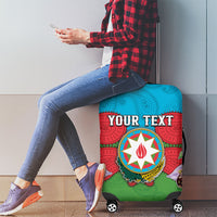 Personalized Azerbaijan Luggage Cover Khari Bulbul Buta Pattern Emblem Flame