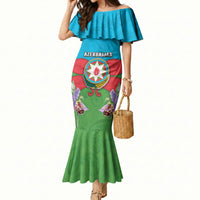 Personalized Azerbaijan Mermaid Dress Khari Bulbul Buta Pattern Emblem Flame