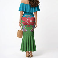 Personalized Azerbaijan Mermaid Dress Khari Bulbul Buta Pattern Emblem Flame