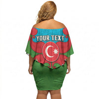 Personalized Azerbaijan Off Shoulder Short Dress Khari Bulbul Buta Pattern Emblem Flame