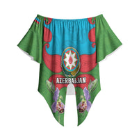 Personalized Azerbaijan Off Shoulder Wrap Waist Top Khari Bulbul Buta Pattern Emblem Flame