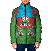 Personalized Azerbaijan Padded Jacket Khari Bulbul Buta Pattern Emblem Flame