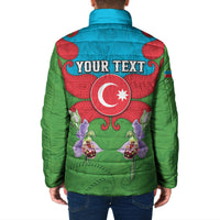 Personalized Azerbaijan Padded Jacket Khari Bulbul Buta Pattern Emblem Flame