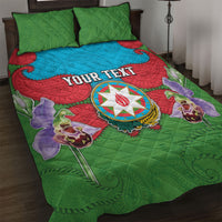 Personalized Azerbaijan Quilt Bed Set Khari Bulbul Buta Pattern Emblem Flame