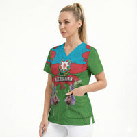 Personalized Azerbaijan Scrub Top Khari Bulbul Buta Pattern Emblem Flame