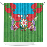 Personalized Azerbaijan Shower Curtain Khari Bulbul Buta Pattern Emblem Flame