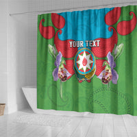 Personalized Azerbaijan Shower Curtain Khari Bulbul Buta Pattern Emblem Flame