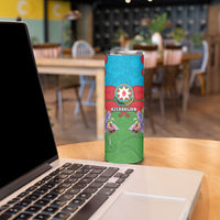 Personalized Azerbaijan Skinny Tumbler Khari Bulbul Buta Pattern Emblem Flame