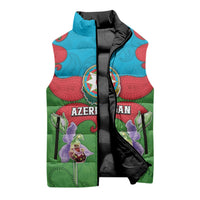 Personalized Azerbaijan Sleeveless Puffer Jacket Khari Bulbul Buta Pattern Emblem Flame