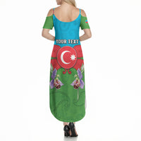 Personalized Azerbaijan Summer Maxi Dress Khari Bulbul Buta Pattern Emblem Flame
