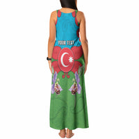 Personalized Azerbaijan Tank Maxi Dress Khari Bulbul Buta Pattern Emblem Flame