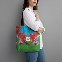 Personalized Azerbaijan Tote Bag Khari Bulbul Buta Pattern Emblem Flame