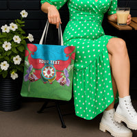 Personalized Azerbaijan Tote Bag Khari Bulbul Buta Pattern Emblem Flame