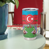 Personalized Azerbaijan Tumbler Cup Khari Bulbul Buta Pattern Emblem Flame