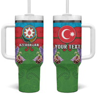 Personalized Azerbaijan Tumbler With Handle Khari Bulbul Buta Pattern Emblem Flame