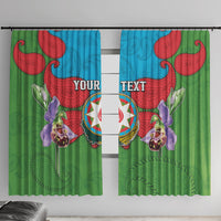 Personalized Azerbaijan Window Curtain Khari Bulbul Buta Pattern Emblem Flame
