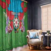 Personalized Azerbaijan Window Curtain Khari Bulbul Buta Pattern Emblem Flame