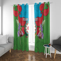 Personalized Azerbaijan Window Curtain Khari Bulbul Buta Pattern Emblem Flame