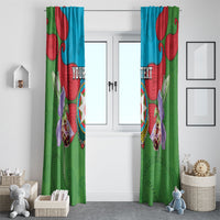 Personalized Azerbaijan Window Curtain Khari Bulbul Buta Pattern Emblem Flame