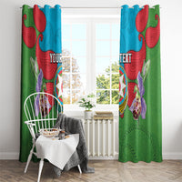 Personalized Azerbaijan Window Curtain Khari Bulbul Buta Pattern Emblem Flame